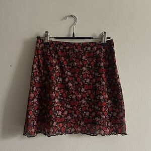 Whimsigoth floral lettuce trim skirt xs small
